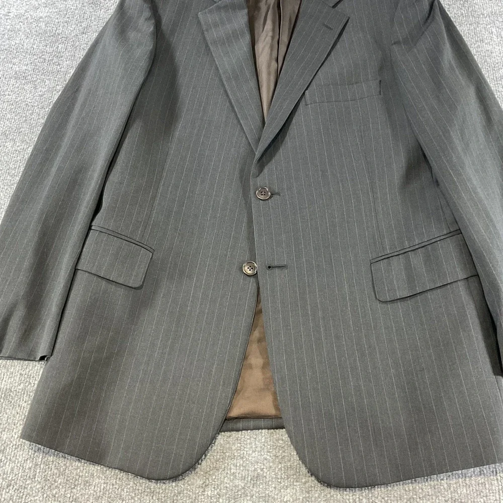 Brooks Brothers Mens 42R Pinstripe Wool Blend 2 Button Suit Jacket Charcoal Gray